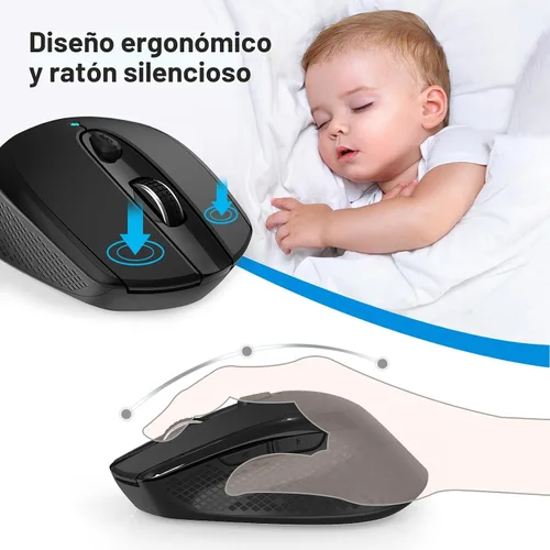 Vista 5 de RaceGT - Ratón inalámbrico USB C, tipo C silencioso para MacBook Air/Pro, ratones de computadora de 2.4 G inalámbricos con 6 botones y 3 niveles