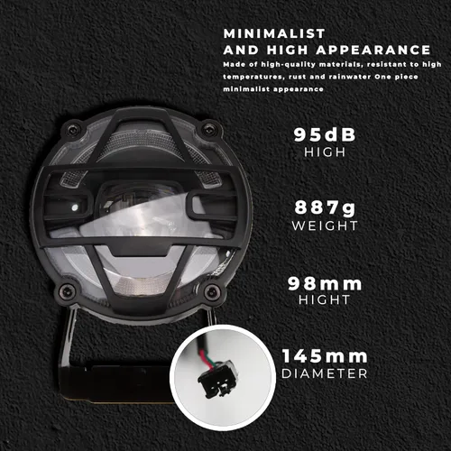 Vista 4 de Faros delanteros para eBike 36V-48V Luz delantera con bocina para bicicleta eléctrica (conector de 3 pines) Aleación de aluminio impermeable