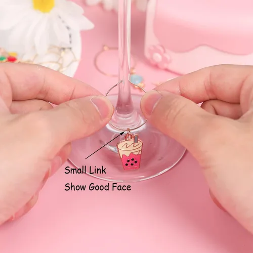 Vista 2 de Dijes para copas de vino para baby shower, dijes de vino para copas de tallo, anillos de copa de vino, divertidos marcadores de bebidas