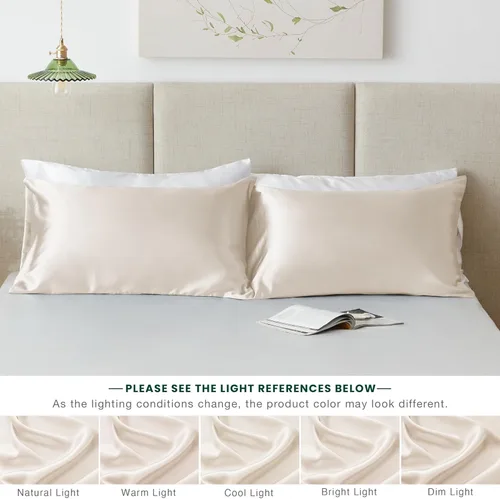 Vista 6 de Love's cabin Funda de almohada de satén para cabello y piel, similar a las fundas de almohada de seda, paquete de 2 fundas de almohada