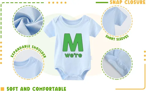 Vista 3 de Traje de trillizos para bebé, Yes We Are Triplets, recién nacido, gemelos, mameluco OMG con gorro