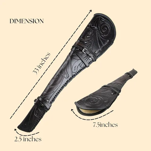 Vista 3 de Hulara Real Leather Rifle Scabbard for Lever Action Rifle Case Shotgun Scabbard Carved Saddle Scabbard For Henry Big Boy Rifle With Padded