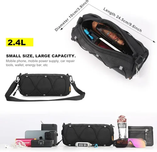 Vista 2 de Rhinowalk Bolsa de manillar de bicicleta, bolsa delantera de bicicleta, bolsa de hombro bolsa de almacenamiento con correa para el hombro