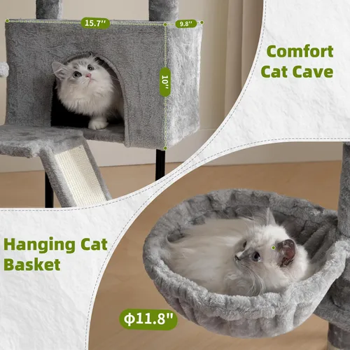 Vista 3 de Gitelsnour - Árbol para gatos de interior, torre para gatos con poste para arañar para gatos pequeños y gatitos, casa de gatos con plataforma