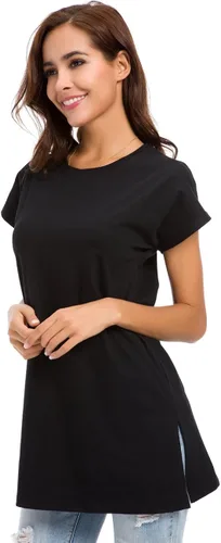 Vista 5 de LUSMAY Camiseta casual de manga corta con abertura lateral para mujer