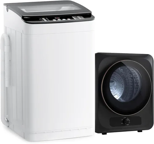 Vista 13 de Auertech Juego combinado de lavadora y secadora portátil, lavadora totalmente automática de 18 libras, secadora portátil de 1.5 pies cúbicos
