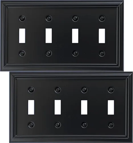 Vista 10 de OKAWYC Cubierta de interruptor de luz en blanco individual, placa de pared metálica Adler, paquete de 4 unidades, negra, 1 llave, cubierta