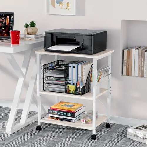 Vista 7 de Mr IRONSTONE Carrito de microondas de 23.7 pulgadas para espacio pequeño, soporte de microondas de 3 niveles, carrito de café, carrito de cocina