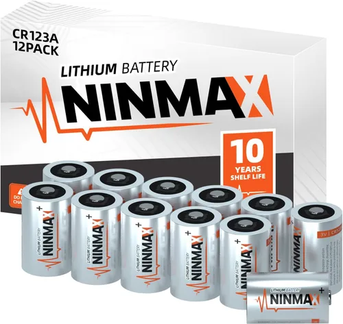 Batería de litio CR123A de 3 V, paquete de 12 baterías de litio de alta potencia 123A de 1700 mAh de 3 voltios para linternas de alta intensidad,