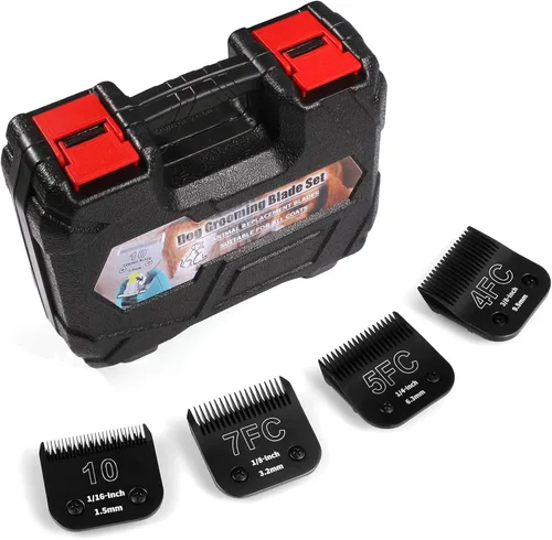 Vista 19 de Paquete de 6 cuchillas de acero desmontables para el aseo de perros, compatibles con Andis, Oster A5, Wahl KM-10, longitud de corte de 1/100 a 1/2
