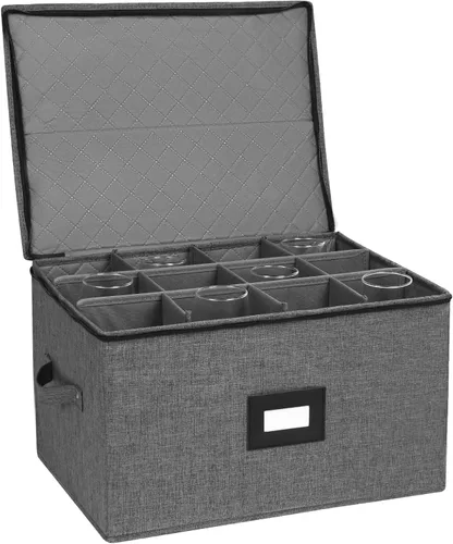 Vista 9 de Mayniu Paquete de 2 Cajas de Almacenamiento para Copas de Vino, Contenedores Estuches de Almacenamiento para Copas con Pie, Almacenamiento