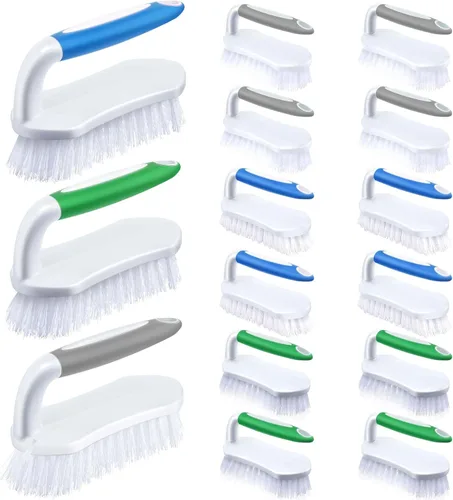 Vista 11 de Lallisa 12 piezas de cepillos para limpieza con mango cómodo de agarrar, resistente, cerdas rígidas, flexibles, cepillos a granel para ducha, baño