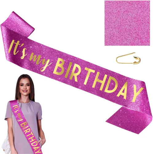 Vista 8 de Banda negra de cumpleaños – Banda «It's My Birthday» – Decoraciones de cumpleaños para mujeres, cumpleaños, niñas, accesorios de cumpleaños, Negro