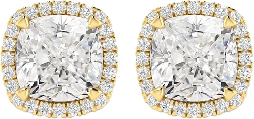 Vista 7 de Houston Diamond District Aretes de halo de diamantes cultivados en Platinado