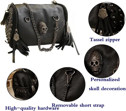 Vista 6 de Fivelove - Bolso de hombro con asa superior para mujer, con remache, tamaño mediano, bolso de mano Kulou