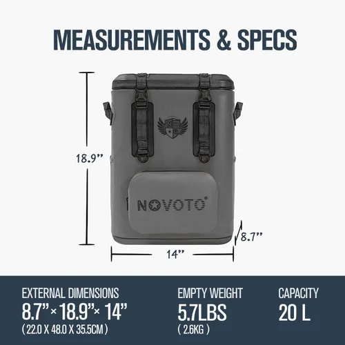 Vista 6 de Novoto Magnetic Backpack Cooler 30 Can, Leakproof Insulated Bag Coolers, Waterproof Soft Cooler for Men & Women, One-Handed Quick Access for Beach