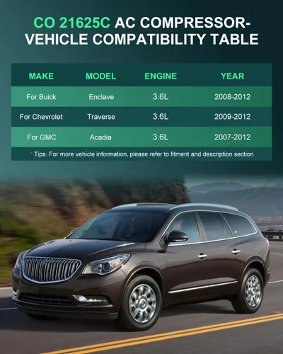 Vista 2 de SCITOO Compresor CA CO 21625C apto para GMC Arcadia para B-uick Enclave 3.6L 2007 2008 2009 2010 2011 2012