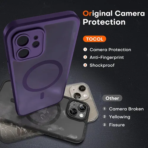 Vista 350 de TOCOL Funda para iPhone 11, compatible con Magsafe, protección completa de cámara, imanes integrados, protección contra caídas, funda translúcida