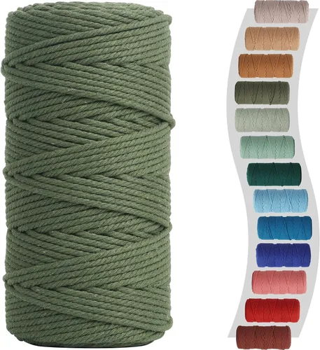 Vista 67 de NOANTA - Cuerda de macramé color verde aguacate, 2 mm x 220 yardas, cuerda de algodón colorido para colgar en la pared, ganchos de plantas