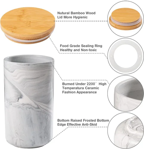 Vista 3 de Yangbaga Recipiente de café con tapa hermética, juegos de recipientes de cerámica para azúcar para la cocina, recipientes de almacenamiento