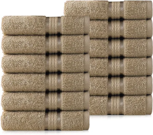 Vista 25 de Juego de de toallas supersuaves de algodón de 21 oz, con banda de rayón, cuidado fácil con lavado a máquina, ideal para uso diario