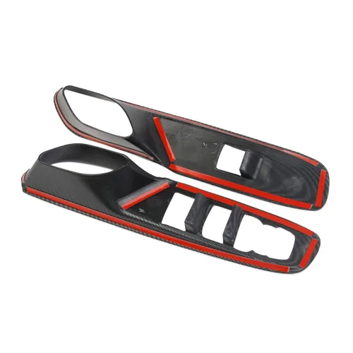 Vista 6 de Molduras de cubierta de panel de interruptor de elevalunas de fibra de carbono para Chevrolet Corvette C8 Convertible 2020-2025