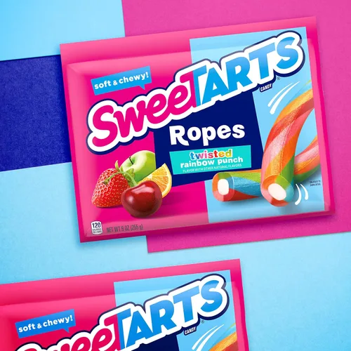 Vista 6 de Paquete de SweeTARTS Ropes Candy, Cherry Punch, Twisted Rainbow Punch y Tangy Strawberry, 9 onzas (paquete de 3)