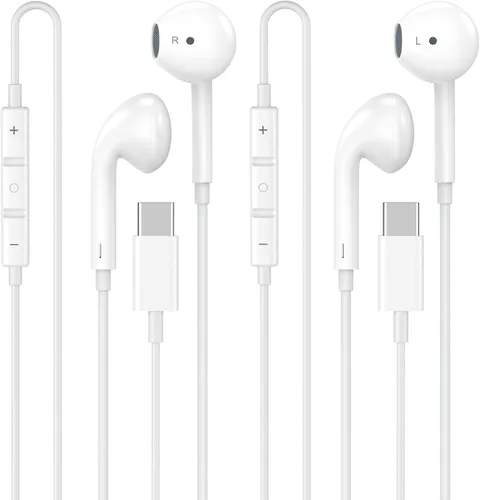 Vista 10 de Paquete de 2 auriculares con cable, llamadas ultra claras y sin ruido, auriculares con cable de 0.138 in, auriculares intrauditivos con micrófono