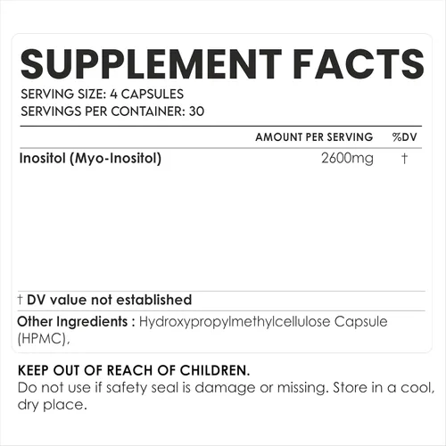 Vista 2 de AMALTH Cápsulas de inositol de 2600 mg Cápsulas de suplemento de inositol Myo Fórmula de polvo de vitamina B8 Equilibrio hormonal y apoyo
