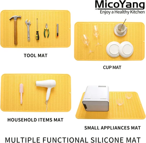 Vista 155 de MicoYang Alfombrilla de Silicona para Secar Platos de Múltiples Usos, Fácil de Limpiar, Ecológica, Alfombrilla de Silicona Resistente al Calor