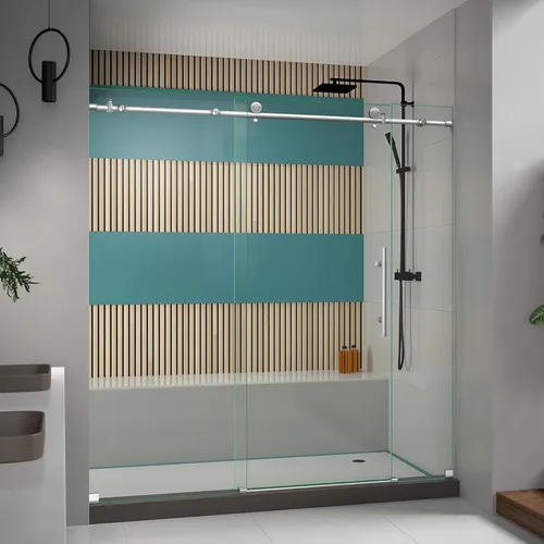 Vista 13 de DreamLine Enigma-X SHDR-61487610-07 - Puerta de ducha corredera sin marco de acero inoxidable cepillado, 44-48 pulgadas de ancho x 76 pulgadas