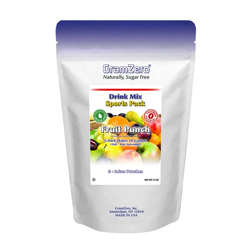 GramZero Fruit Punch - Paquete deportivo de mezcla de bebidas sin azúcar, ideal para tés cargados de club de nutrición, bajo en calorías, endulzado