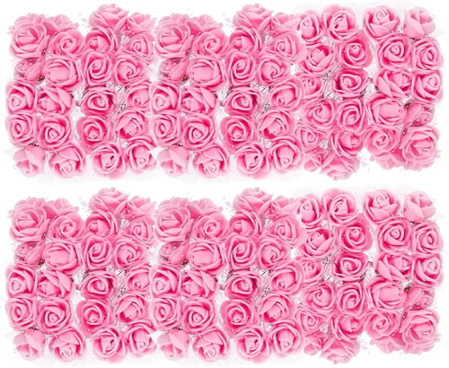 Vista 21 de MECCANIXITY Cabezas de rosas artificiales, mini flores sintéticas negras de 0.8 a 1 pulgada para manualidades, decoración de bodas y fiestas