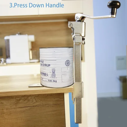 Vista 6 de Abrelatas comercial resistente para latas grandes, abrelatas industriales para latas grandes, abrelatas manuales de acero inoxidable, abrelatas