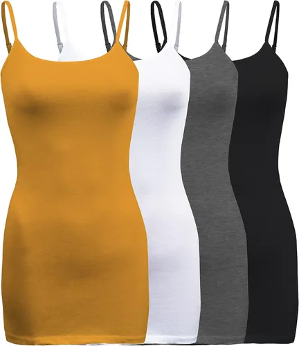 Vista 14 de ShezPretty - Camiseta sin mangas básica para mujer con tirantes tipo espagueti ajustables, 4