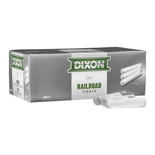 Vista 2 de Dixon - 464-88819 Tiza de crayón de ferrocarril industrial, revestimiento a mano limpia, varillas cónicas de 4 x 1 pulgada, blanco, paquete de 72
