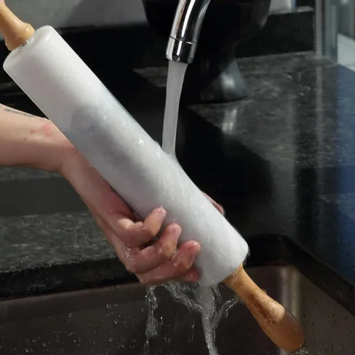 Vista 8 de Koville Rodillo de Marmol para Hornear, Rodillo de Masa Antiadherente de Piedra Africana Pulida, Herramientas de Cocina para Pasta, Dumplings