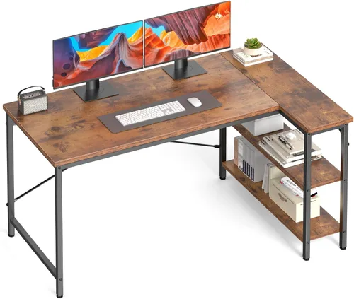 Vista 10 de DUMOS Escritorio en forma de L de 47 pulgadas, escritorio para computadora, muebles de juegos, escritorios de esquina, mesa de PC en casa, oficina