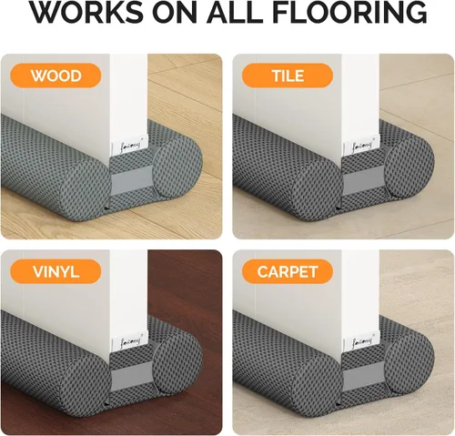 Vista 6 de fowong Tope de puerta ajustable de 36 pulgadas para parte inferior de puertas, 30 a 36 pulgadas, insonorización, bloqueador de ruido, espacio de Gris