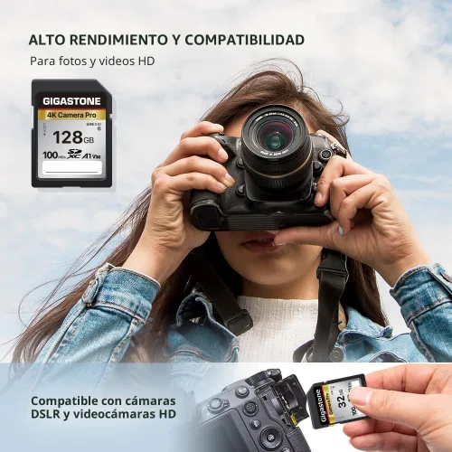 Vista 4 de 【5 años de recuperación de datos】GIGASTONE Tarjeta SD de 128 GB, 4K Camera Pro, Tarjeta de memoria SDXC A1 V30 compatible con video 4K UHD