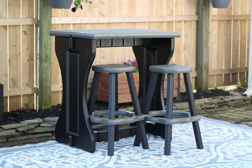 Vista 20 de Doble barra gris profundo superior y base negra, ideal para patio, bañera de hidromasaje, patio trasero, diseño duradero resistente a la intemperie