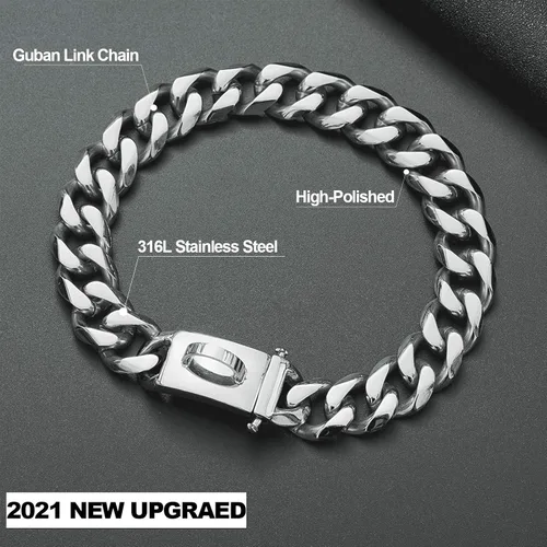Vista 5 de Collar de cadena dorada para perros pequeños, medianos y grandes, de acero inoxidable, resistente, con eslabones cubanos y Martingala