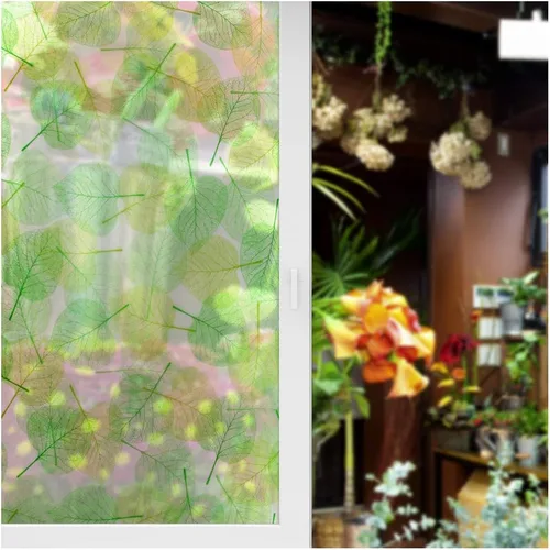Vista 6 de BDF 4GLVW - Película decorativa para ventana, hojas verdes sobre blanco (36 pulgadas x 14 pies)