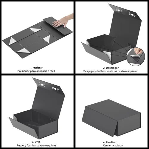 Vista 5 de RYDDOY - Cajas para regalos color negro, 12 x 6 x 4 pulgadas, con tapas, cierre magnético, rectangular, plegable, para propuesta de padrino de boda