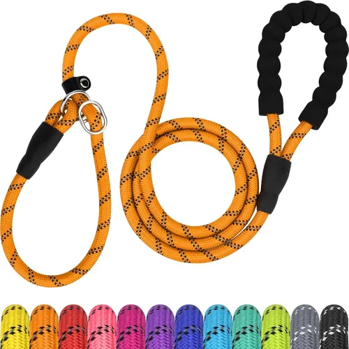 Vista 7 de TagME Correas Deslizantes para Perros, 6 FT Correa Deslizante de Servicio Pesado con Mango Acolchado, Cuerda Fuerte Anti-Tirones Correa de Negro