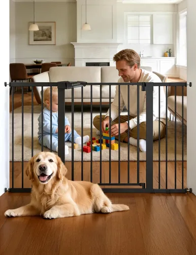 Vista 18 de Babelio - Puerta de bebé de 73-109 cm, con cierre automático, fácil de instalar, puerta de seguridad extra ancha para mascotas, Walk Thru