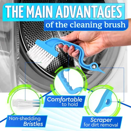 Vista 4 de Cepillo de limpieza de hendiduras de cerdas duras Cepillo de limpieza de ranura de ventana Cepillo de limpieza de mango curva Cepillo de limpieza