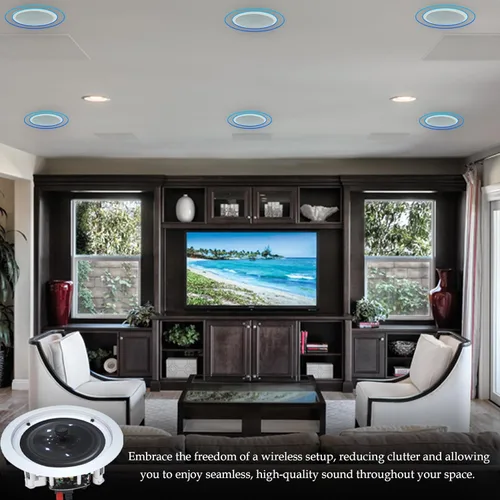 Vista 6 de Kit de sistema de audio para el hogar, amplificador Bluetooth de 7.2 canales de 1500 W con 8 altavoces de techo de 5.25 pulgadas de 175 W cada uno