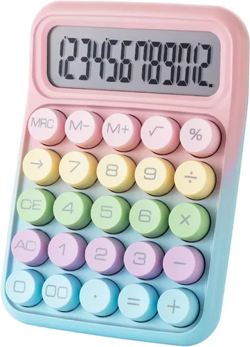 Vista 9 de M&G Calculadora de interruptor mecánico, calculadora de escritorio básica de 10 dígitos, pantalla LCD grande y botones grandes, lindas calculadoras