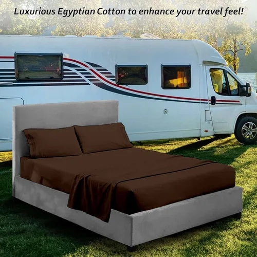 Vista 17 de Juego de sábanas para autocaravana tamaño individual (39 x 75) – 100% algodón egipcio, suave y refrescante, sábana bajera de 16 pulgadas